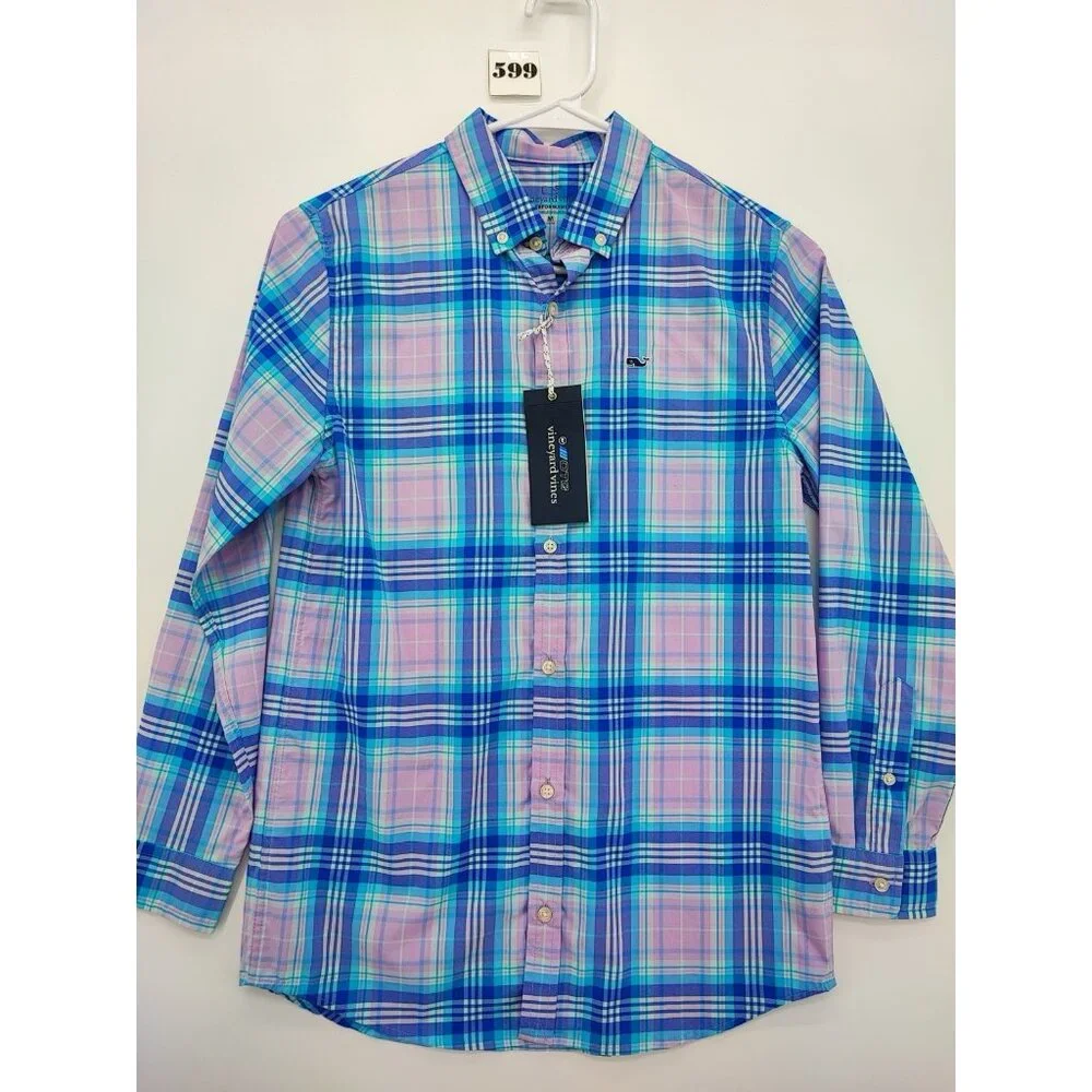 Vineyard Vines Kid’s Performance Blue Long Sleeve Shirt Size M US